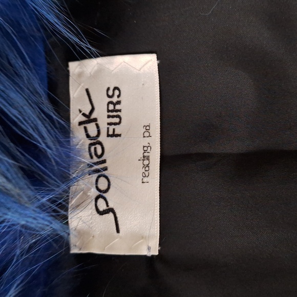 Blue Leather & Rabbit Fur Coat - Picture 5 of 12